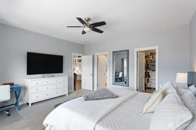 Complete with walk-in closet, ceiling fan and full bath.