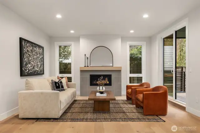Cozy gas fireplace