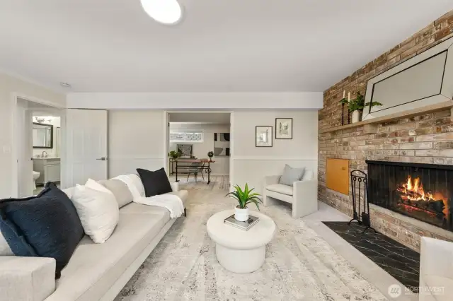 Classic wood buring fireplace