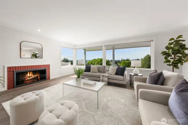 Cozy gas fireplace on main level