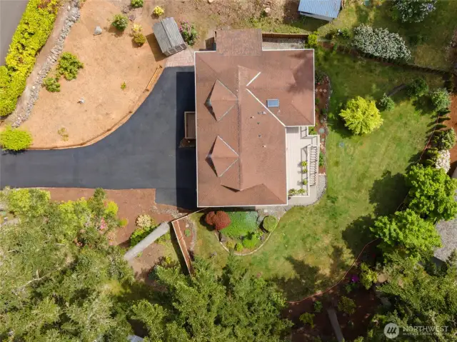 Bird's eye view of the .31-acre lot. The roof was recently treated for moss as part of the preparation to place the home on the market.