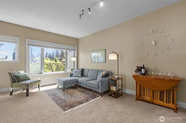 The Dining room space has plenty of space for either a small dining room table or a larger counch/more seating.  With the eating bar, there is really no need for a table.