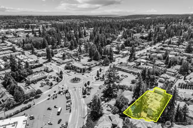Aerial view of 5 corners.