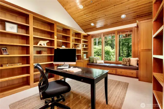 Stately library is perfect as home office or for sitting room/study!