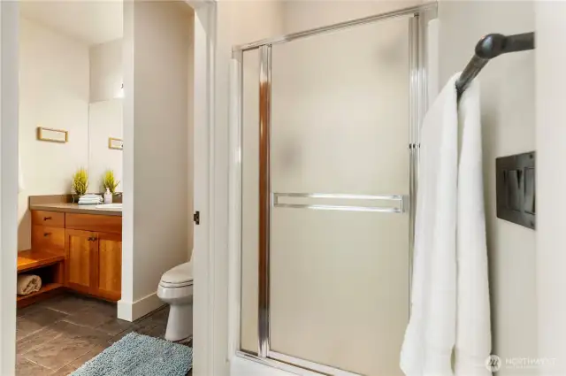 Pool walk-in shower.