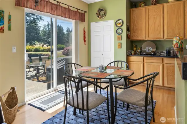 Separate dining area right off the kitchen and access to the backyard oasis out the slider, TONS of storage in this home.