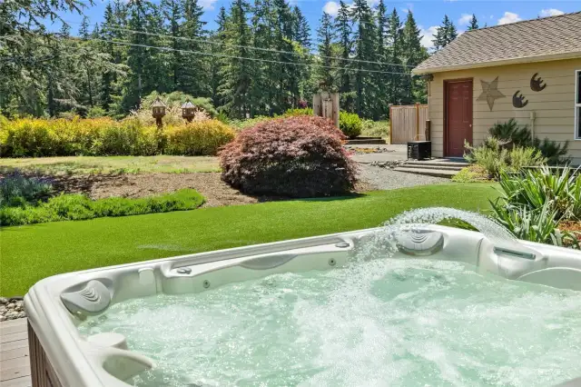 Imagine the serenity and privacy from your hot tub right outside your bedroom door.