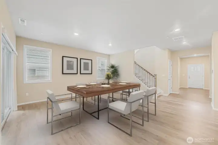 Large Dining room opens onto the covered outdoor patio.