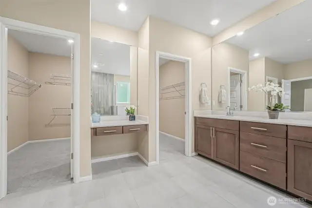 Double door entry into the Primary bath closet,