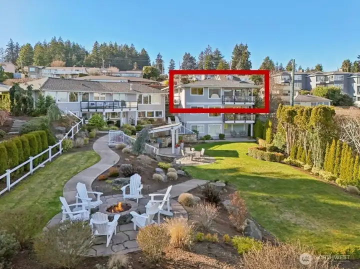 Your penthouse condo overlooks these lovely grounds