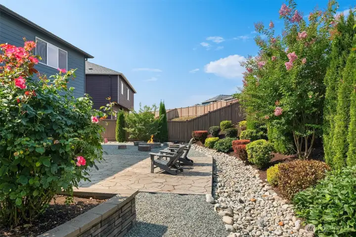 View of landscaping from the garden shed corner