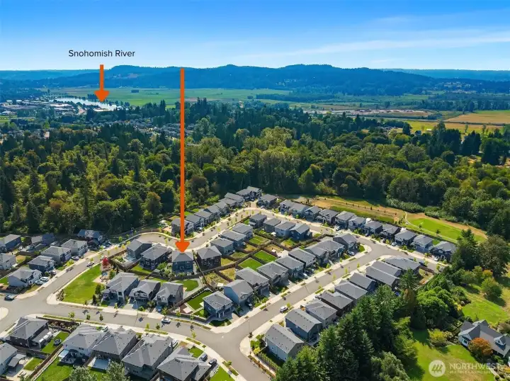 Aerial view of neighborhood looking Southwest.