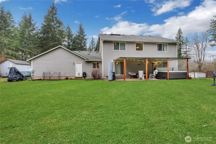 Back yard. Yard digitally enhanced