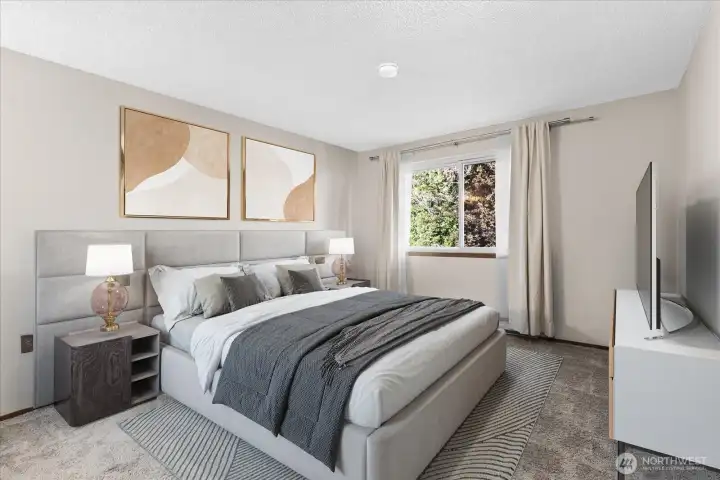 Large Primary Bedroom. Virtually Staged