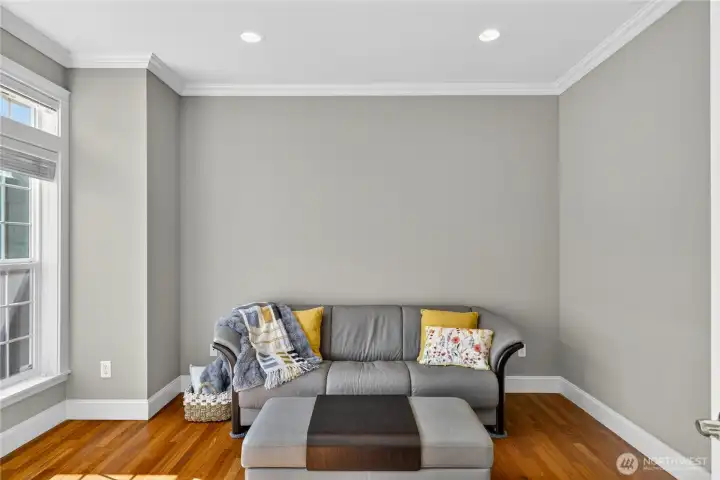 Beautiful cherry floors in there too, and tall windows for lots of light.