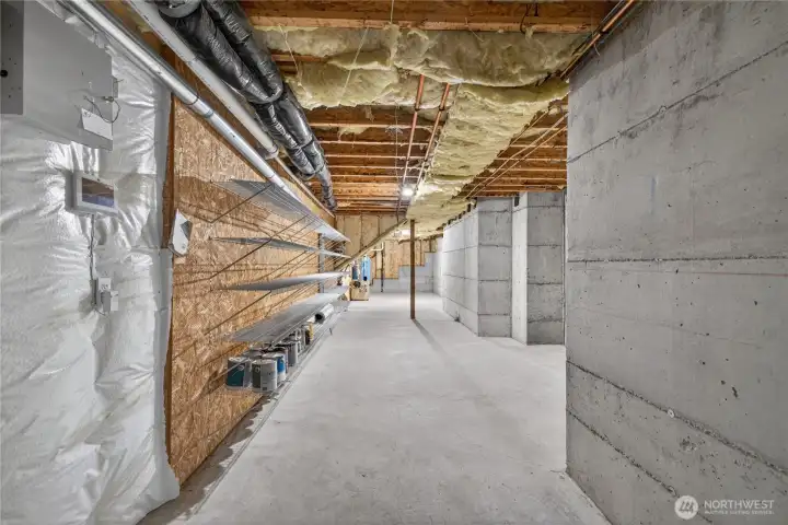 Huge storage area on the lower level. Radiant heat furnace and water heater are here too.