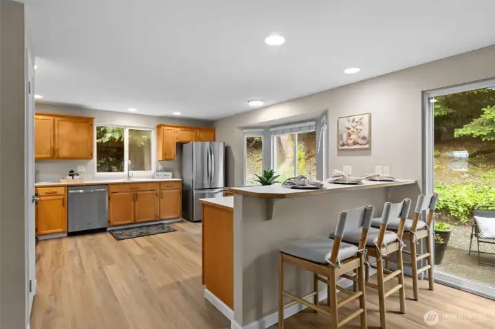 Spacious kitchen with ample counters and storage