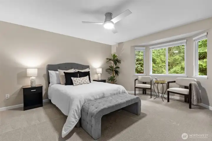 Primary suite filled with natural light