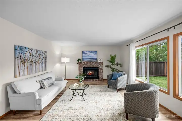 Cozy up to the wood burning fireplace in the family room on cold winter nights.