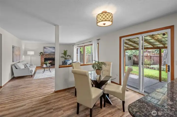 The main level features wood wrapped windows for a touch of elegance and easy to maintain LVP flooring.