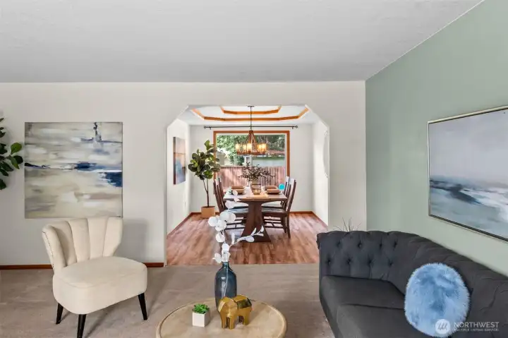 Formal living area just off the entry and leads to formal dining and kitchen. It's time for a party!