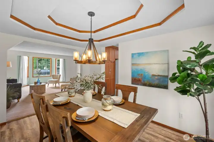 Entertaining is a breeze with the layout! Keep your guests cool in the summer with the heat pump and air conditioning.