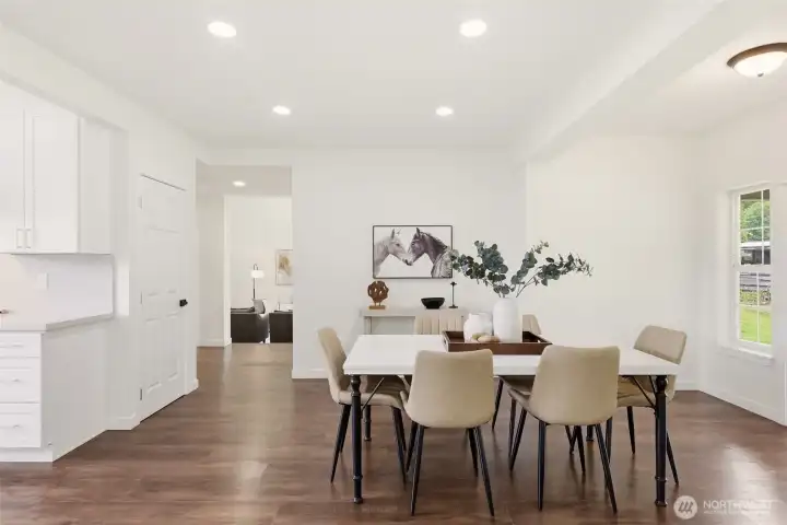 Large, open dining space.