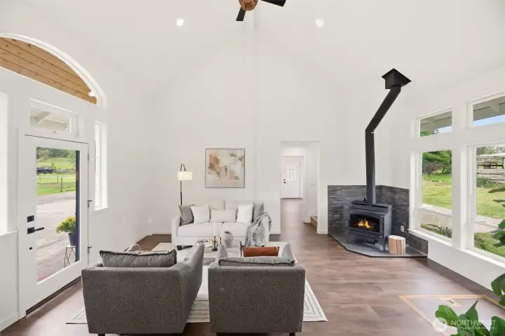 Just past the dining/kitchen space is the grand Living Room area.