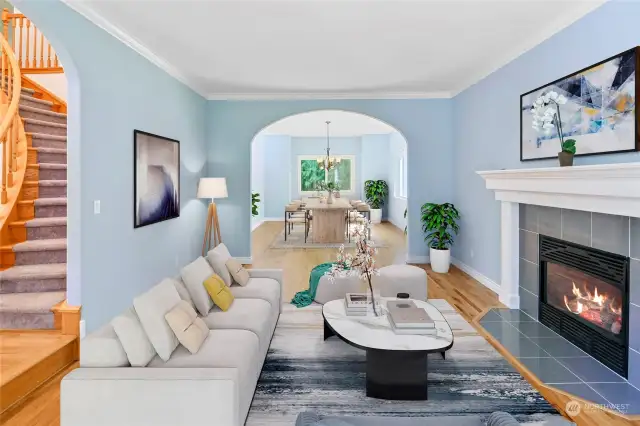 Virtually staged living room