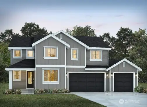 Rendering of A elevation. Pics not of actual home, but similar floorplan and may contain upgrades.