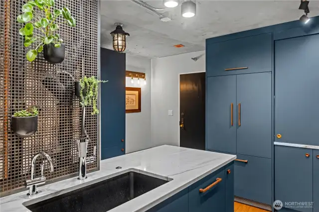 Entry with custom mudroom bench and coat closet