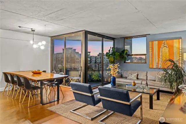 Sandblasted cement ceilings lend allure to this urban dwelling