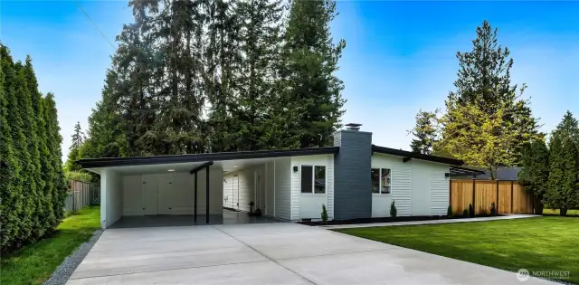 Fresh new exterior paint, concrete and landscaping