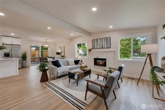 Open Great room area, new flooring, paint and 1/4 bath for guest
