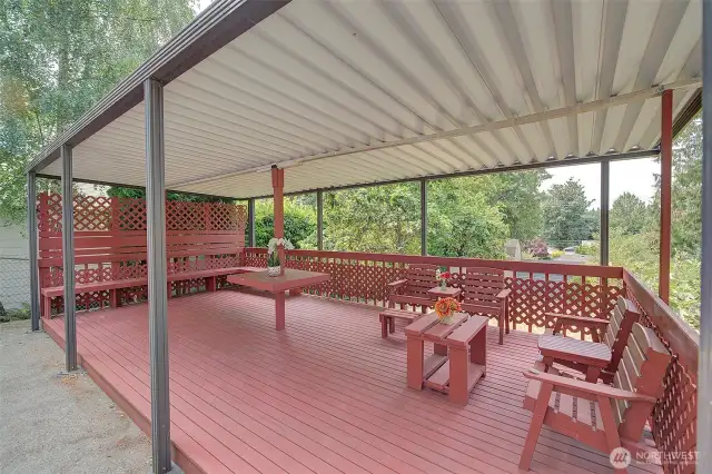 Spectacular custom-built covered patio gazebo will delight you.  Imagine all the entertaining you can do rain or shine!