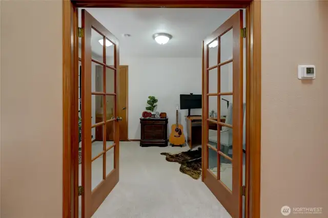 French Glass Door Entry To The Den-Office On The Main Floor