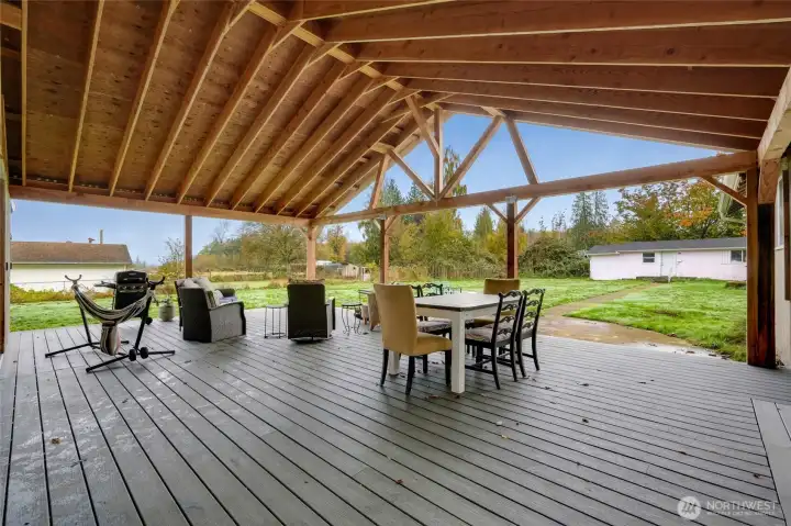 Large covered deck with trex decking