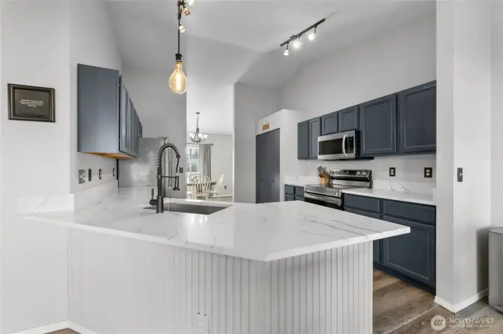 Pull up a barstool at the breakfast bar