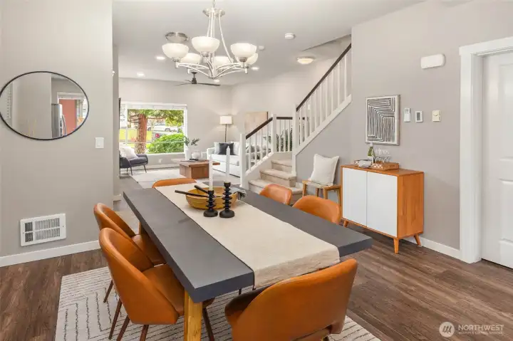 Looking back towards living room and stairs.