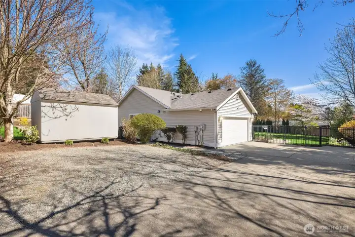 An extra large 2-car garage and plenty of extra parking for RV, boat, trailer, etc.