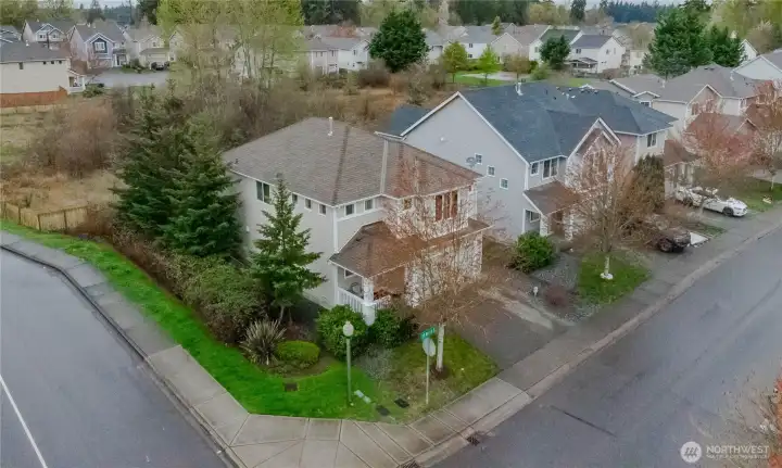 Bird's eye view of corner lot