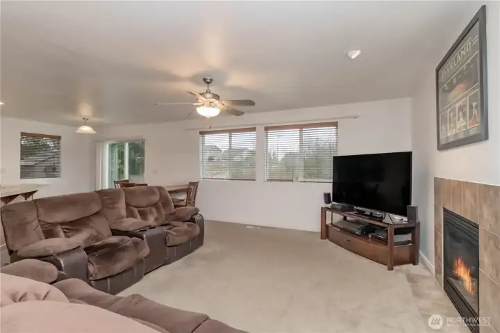 Another view of living room looking out to the back yard