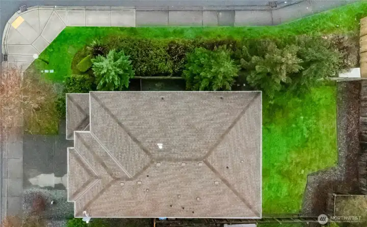 Overhead view of brand new roof