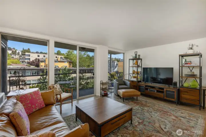 Living room with an abundance of natural light.