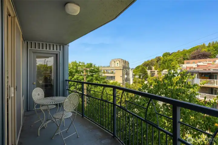 Private balcony with city views.