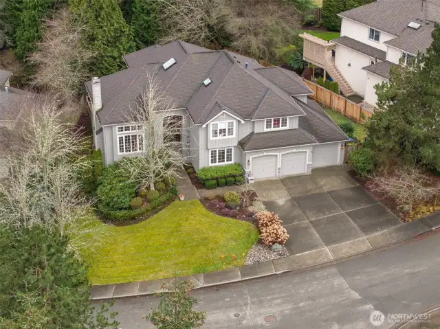 Aerial of front yard with extra parking