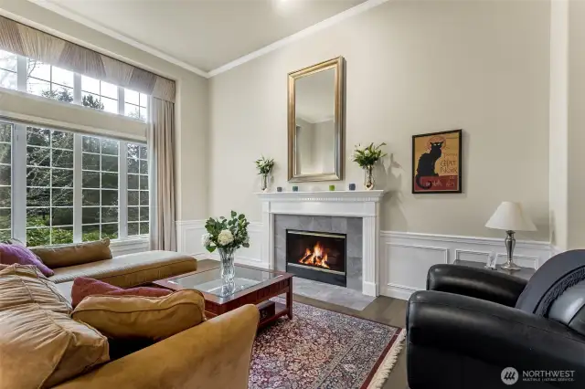 Formal living room with gas fireplace