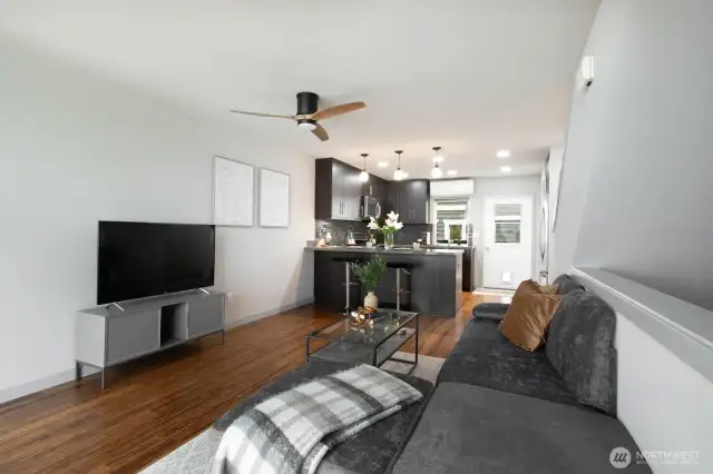 Bright and open living space with seamless flow into the kitchen.