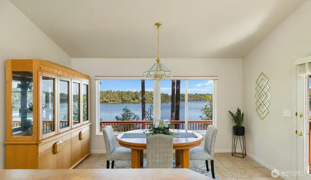 Kitchen dining area with views