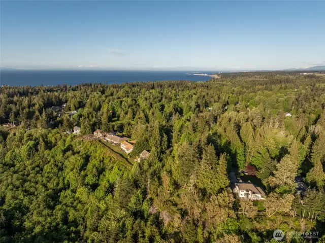 Aerial View looking towards the Straits